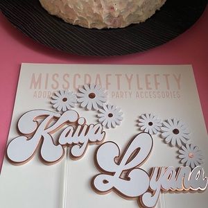 retro groovy cake topper + cupcake toppers